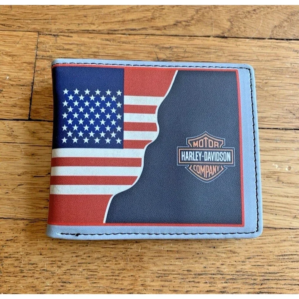 Harley Davidson American Flag bifold wallet EUC